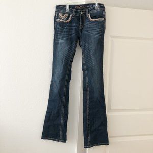 GRACE IN LA Embellished Bootcut Dark Wash Jeans